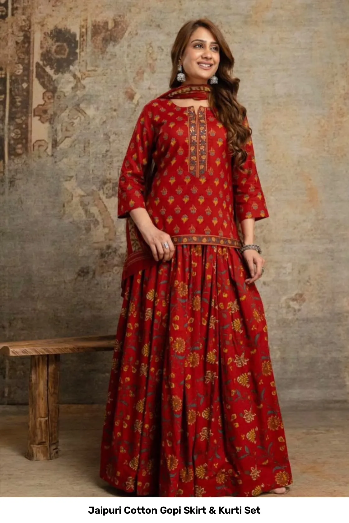 Jaipuri Cotton Gopi Skirt & Kurti Set 8