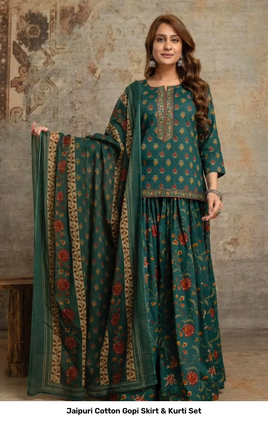 Jaipuri Cotton Gopi Skirt & Kurti Set 9