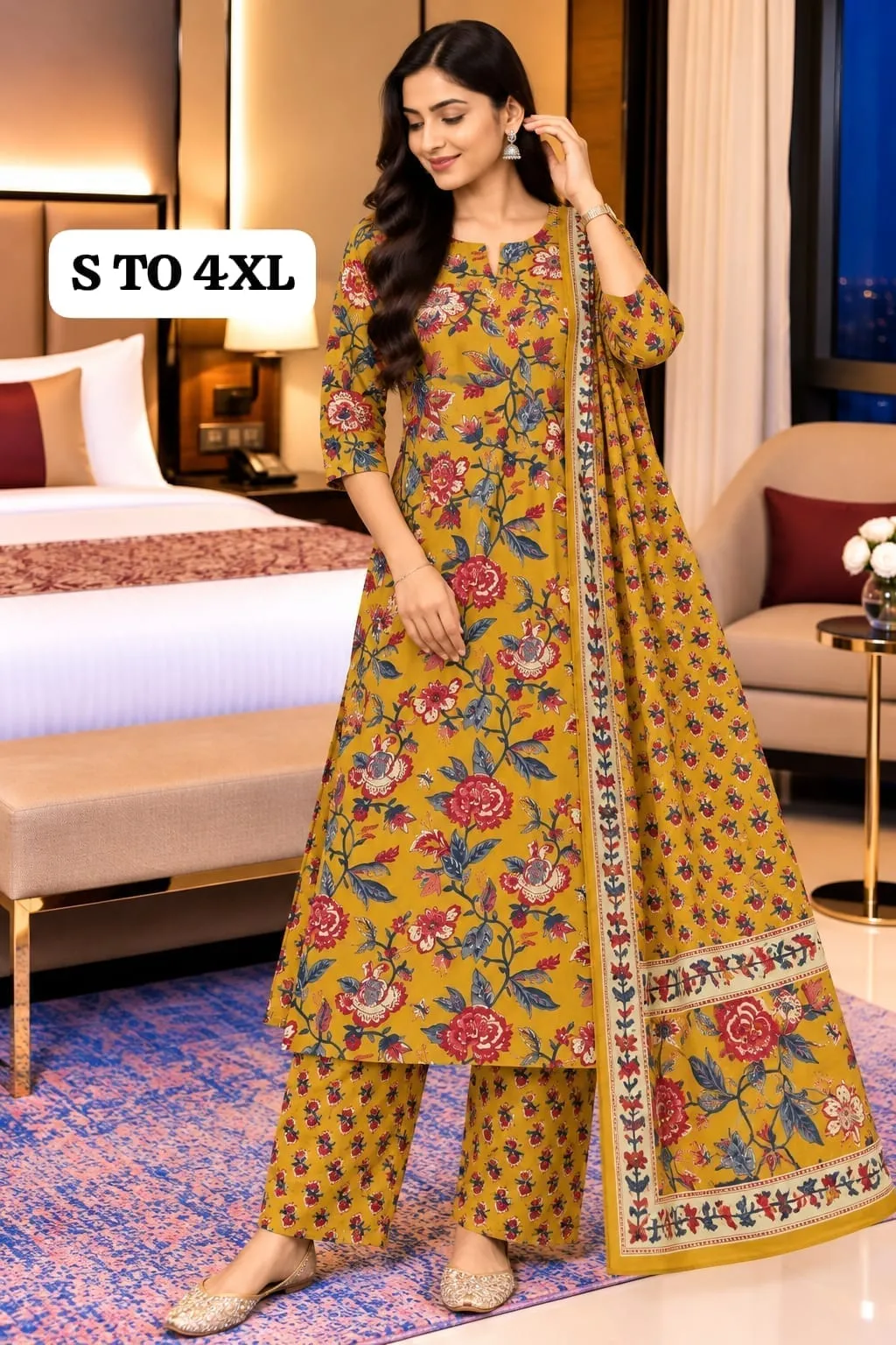Jaipuri Discharge Print Kurti Set