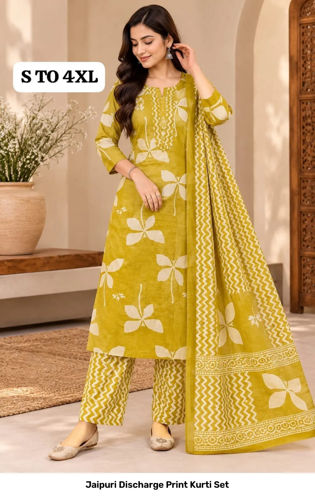 Jaipuri Discharge Print Kurti Set 18