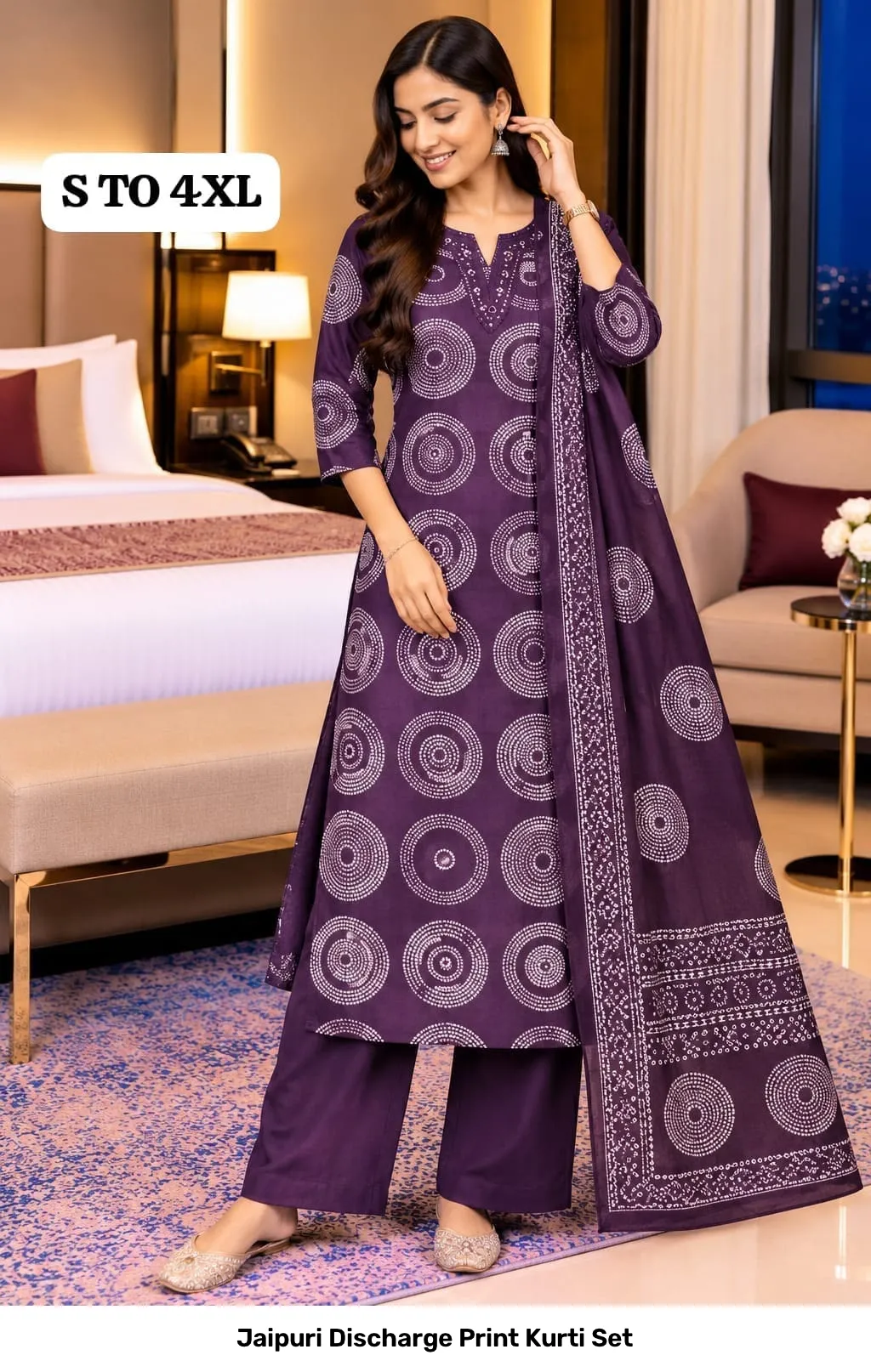 Jaipuri Discharge Print Kurti Set 2