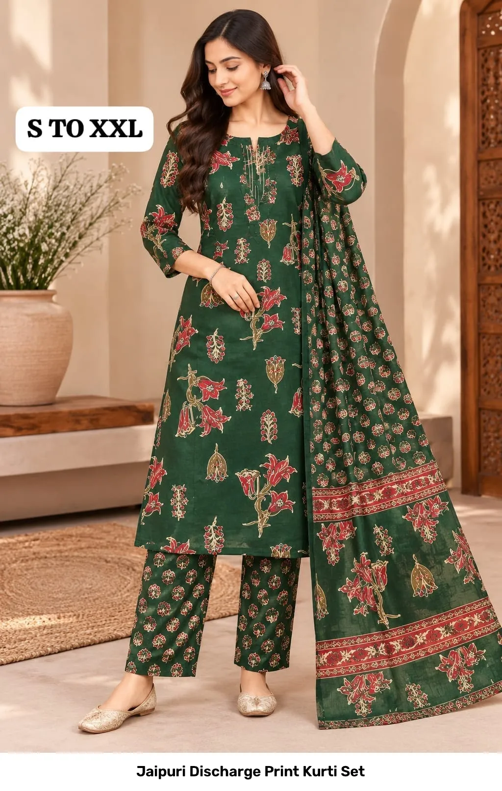 Jaipuri Discharge Print Kurti Set 20