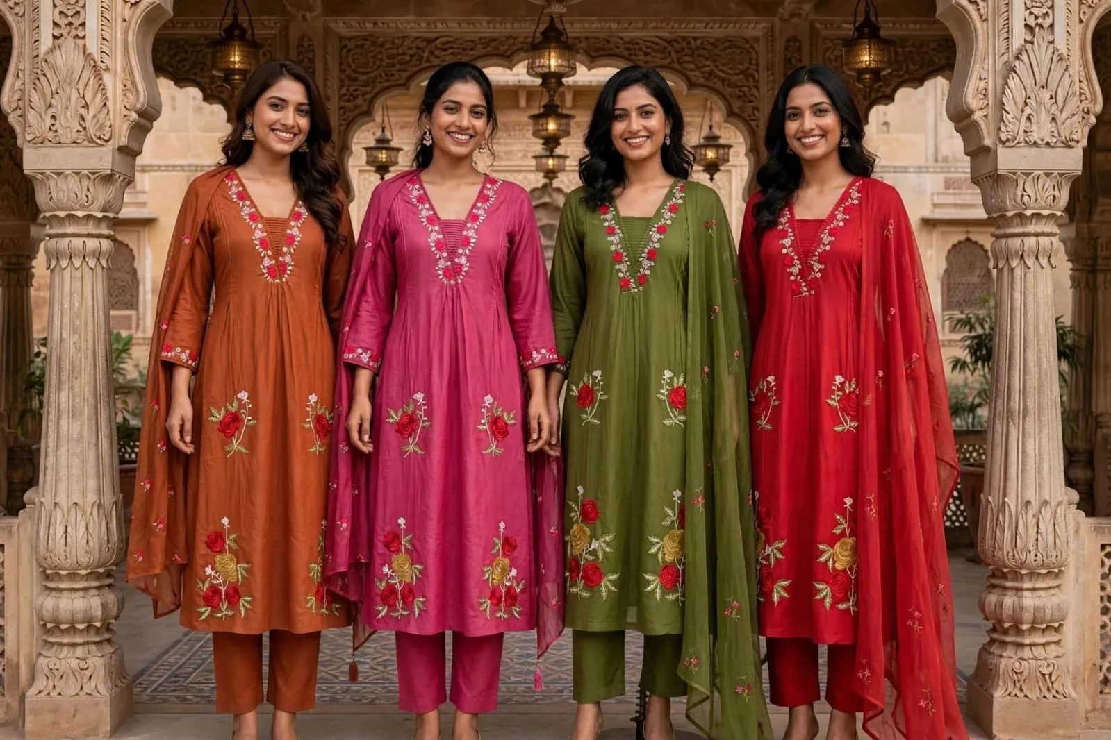 Jaipuri Premium Cotton 3-Piece Embroidery Suit