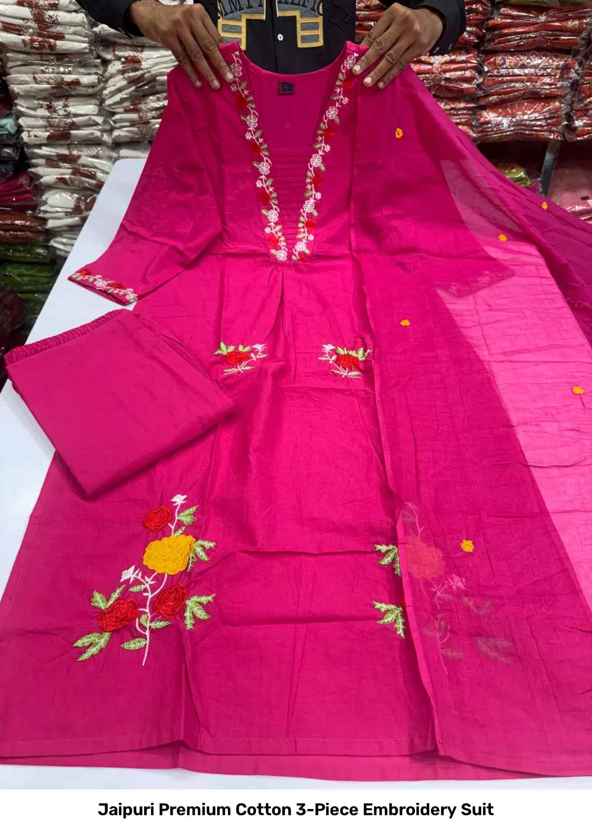 Jaipuri Premium Cotton 3-Piece Embroidery Suit 2