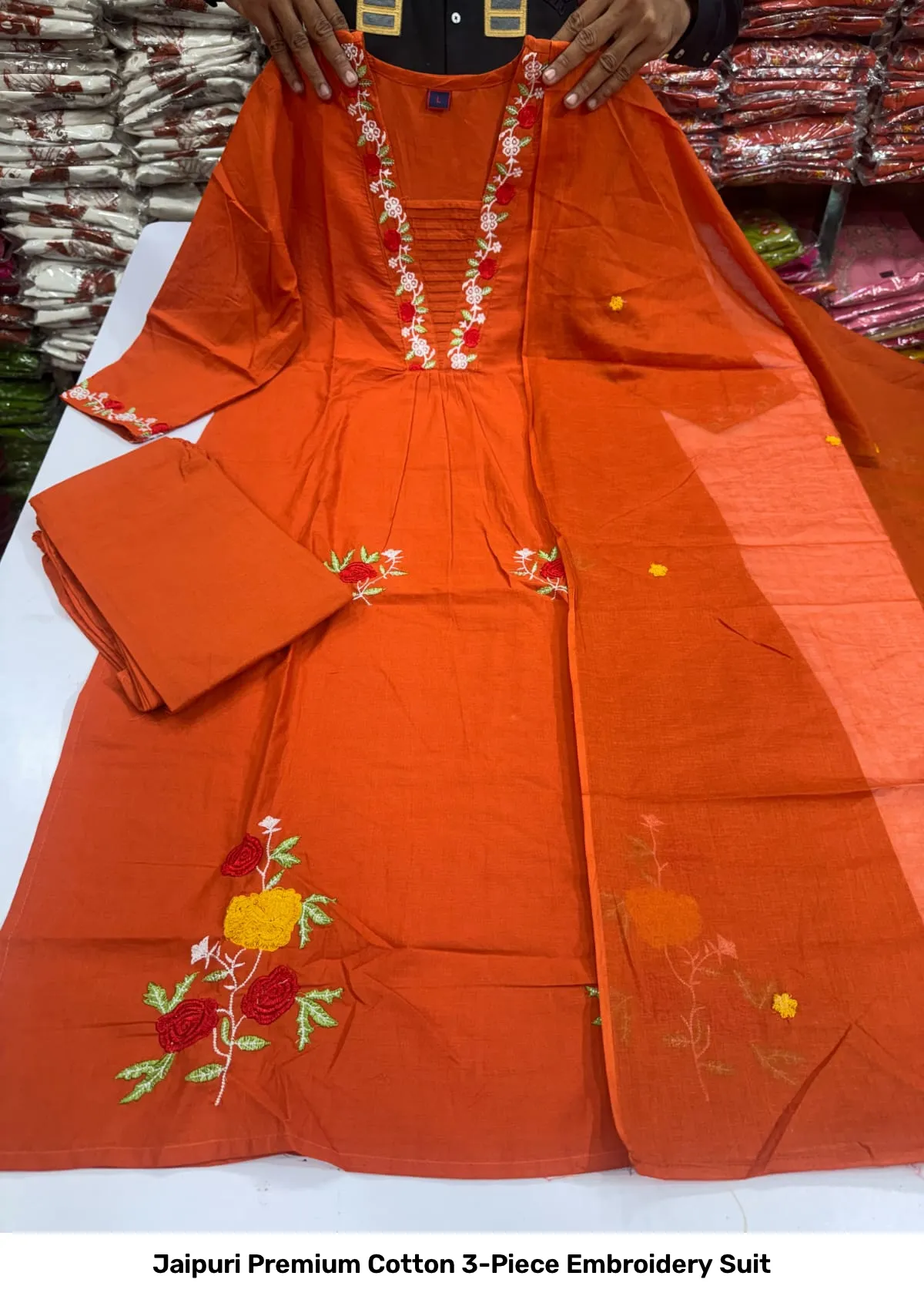 Jaipuri Premium Cotton 3-Piece Embroidery Suit 5