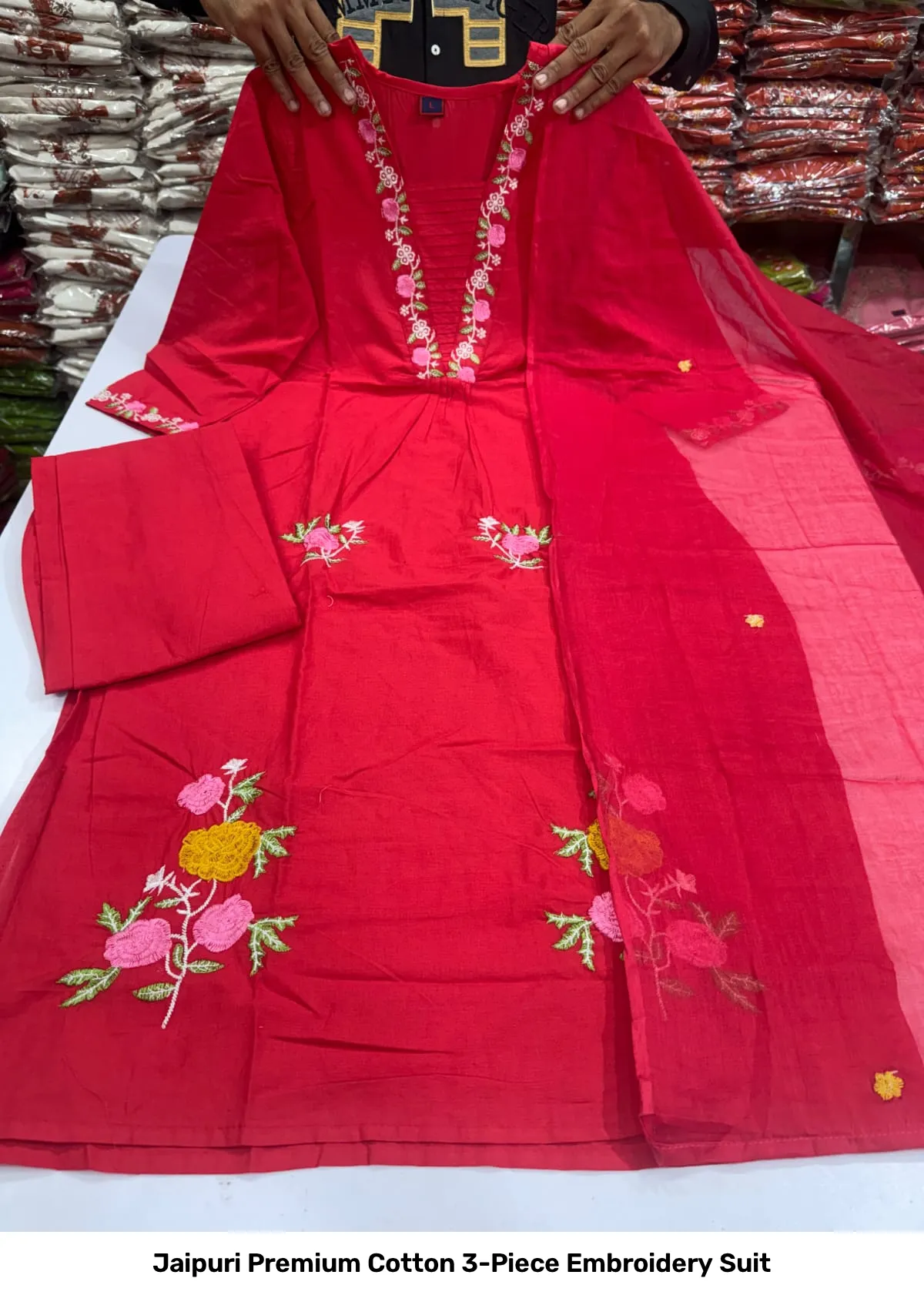 Jaipuri Premium Cotton 3-Piece Embroidery Suit 6