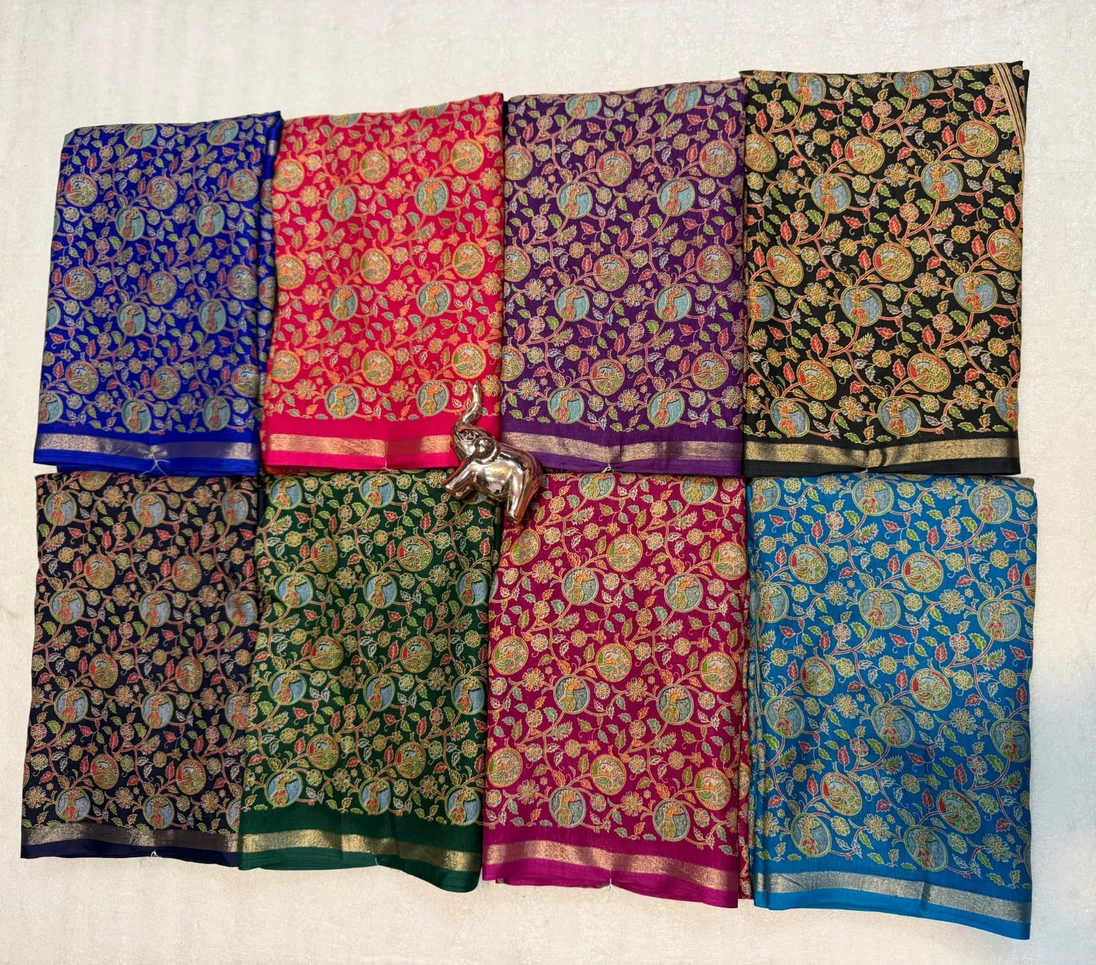 Kalamkari Tussar Silk Saree with Zari Border Launch