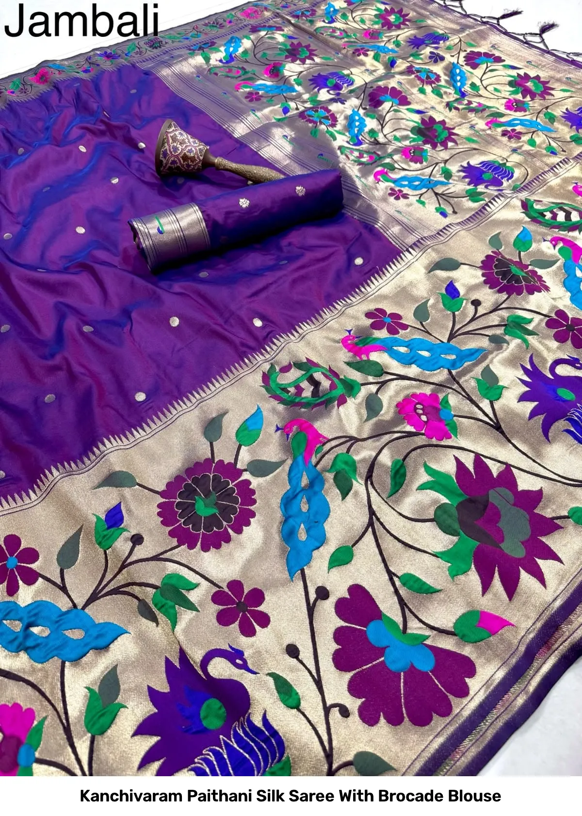 Kanchivaram Paithani Silk Saree With Brocade Blouse 10