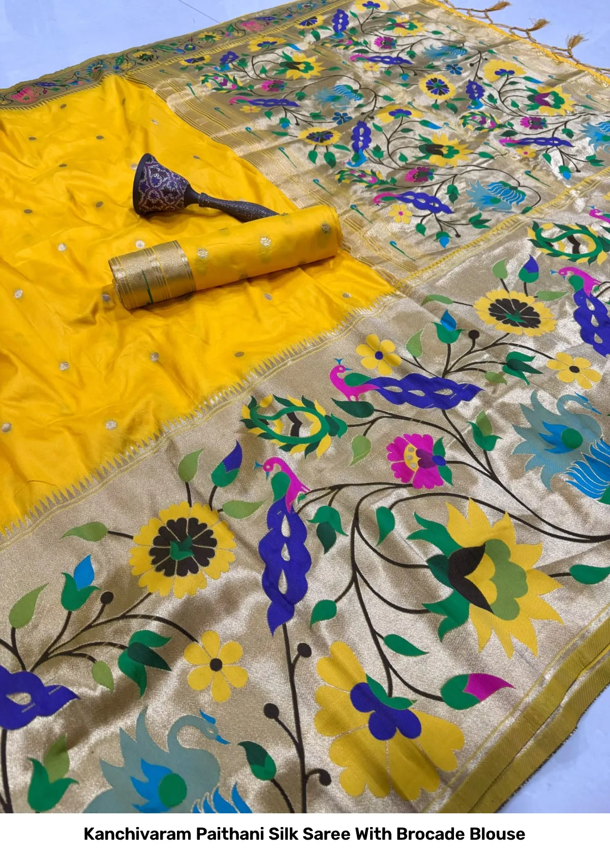 Kanchivaram Paithani Silk Saree With Brocade Blouse 12