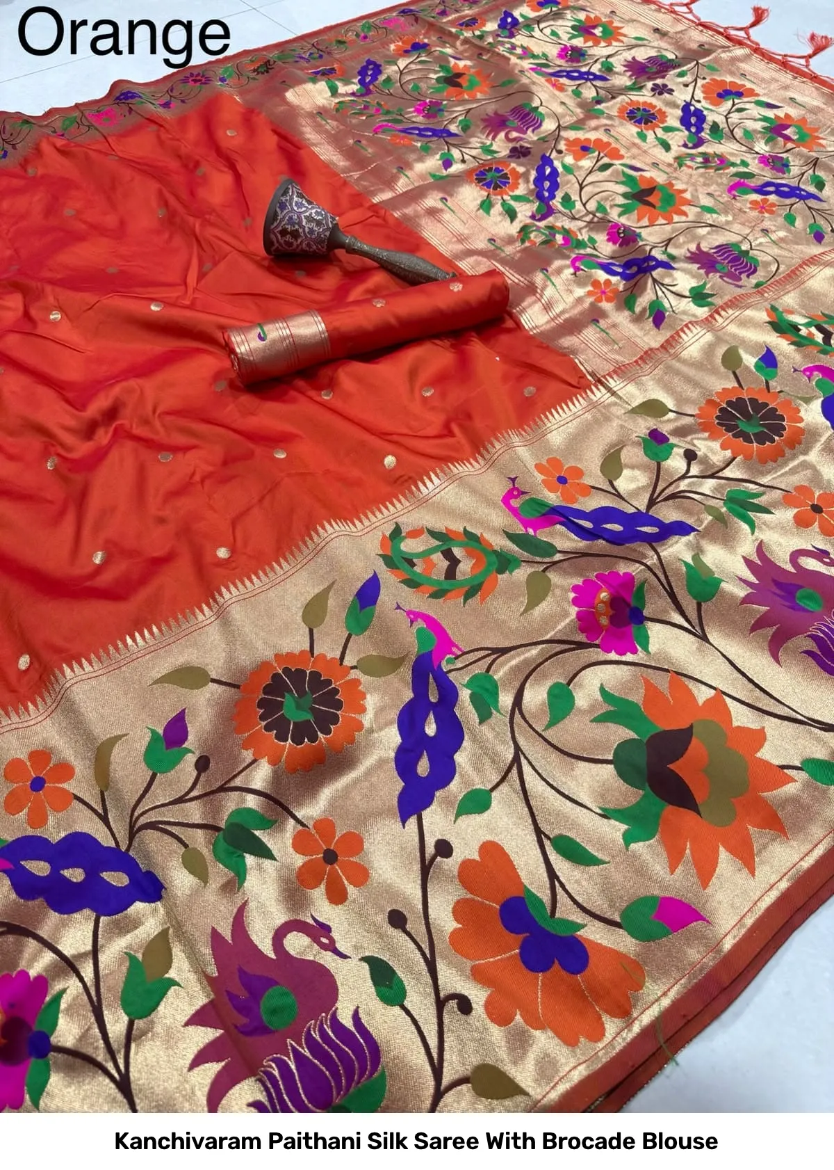 Kanchivaram Paithani Silk Saree With Brocade Blouse 15