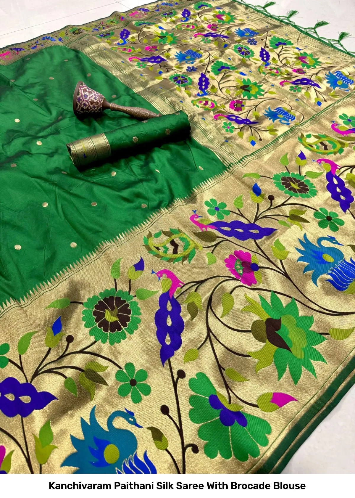 Kanchivaram Paithani Silk Saree With Brocade Blouse 16