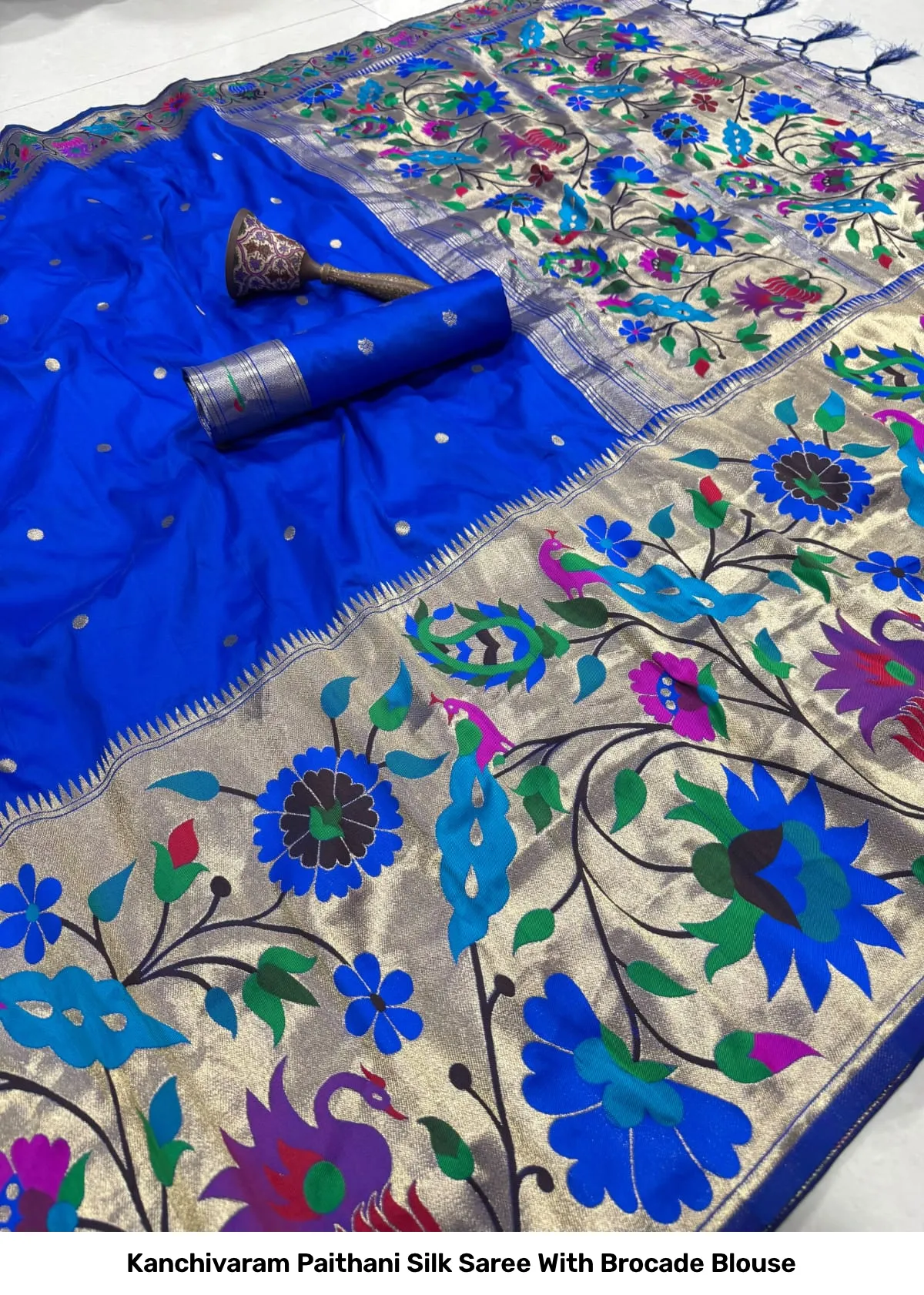 Kanchivaram Paithani Silk Saree With Brocade Blouse 2