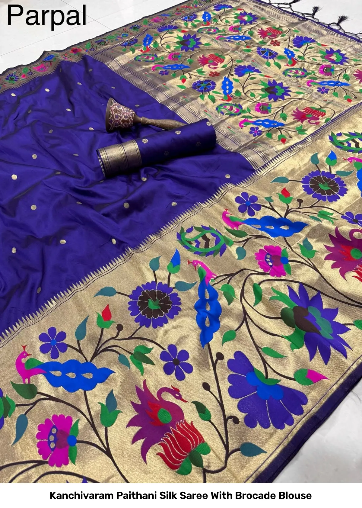Kanchivaram Paithani Silk Saree With Brocade Blouse 6