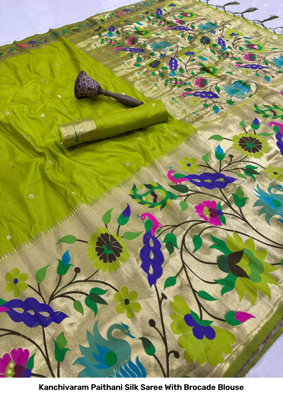 Kanchivaram Paithani Silk Saree With Brocade Blouse 9