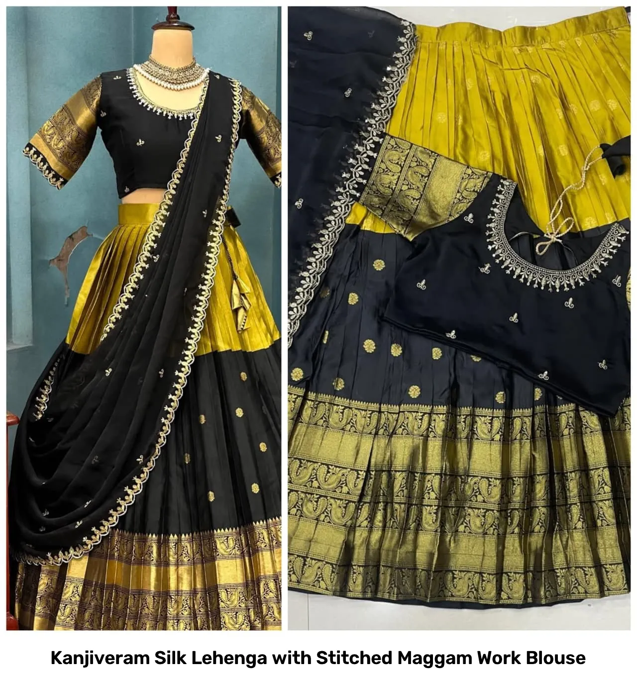 Kanjiveram Silk Lehenga with Stitched Maggam Work Blouse 12