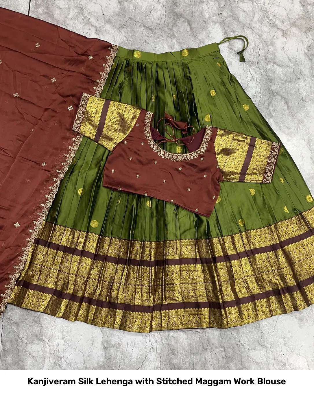 Kanjiveram Silk Lehenga with Stitched Maggam Work Blouse 18