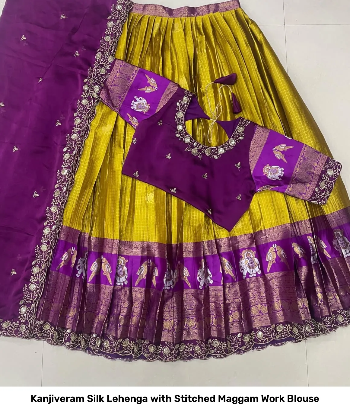 Kanjiveram Silk Lehenga with Stitched Maggam Work Blouse 20
