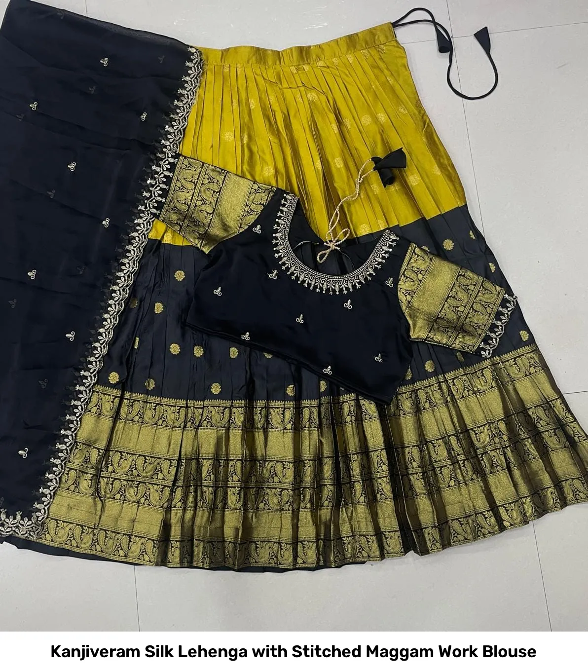 Kanjiveram Silk Lehenga with Stitched Maggam Work Blouse 3