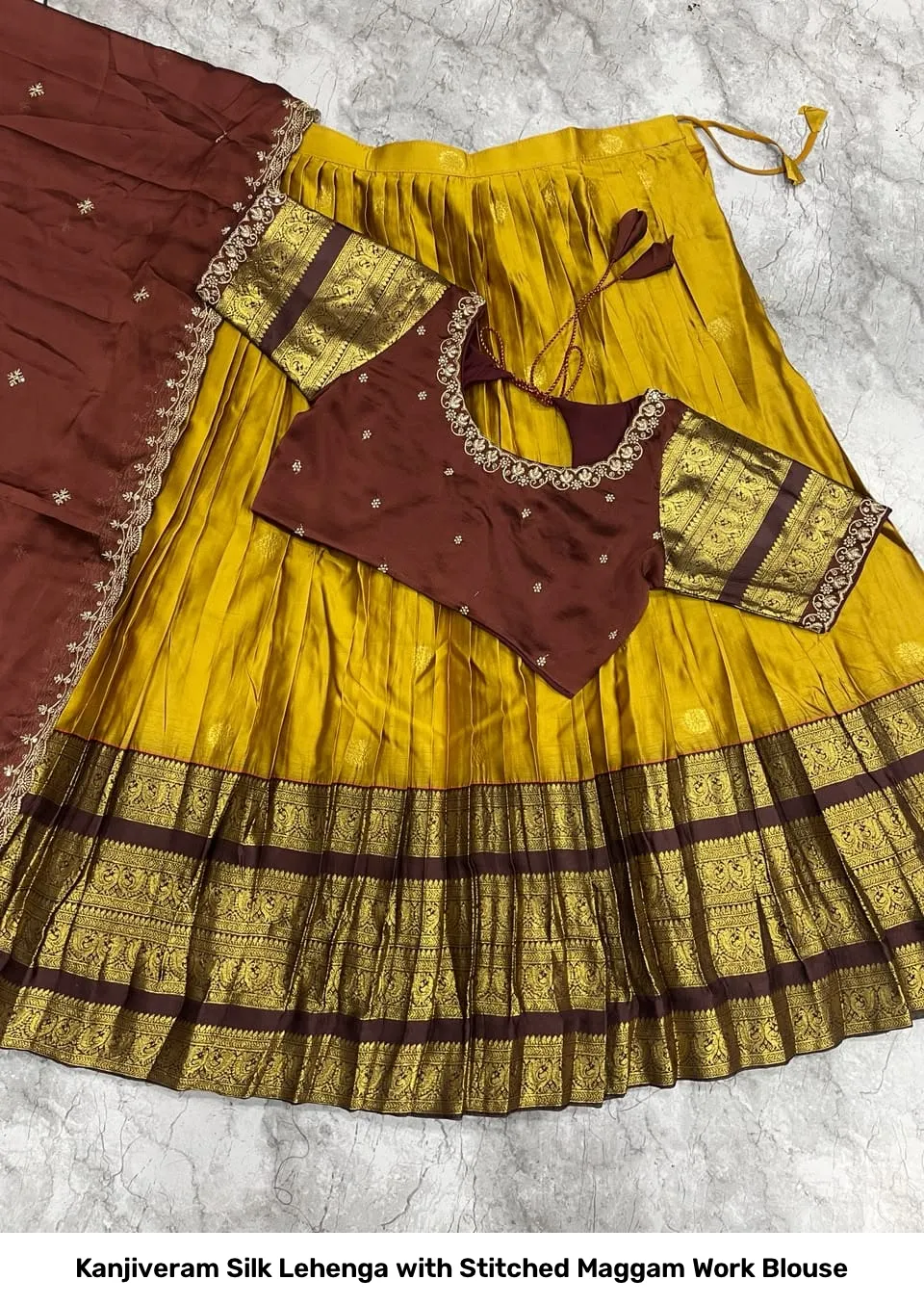 Kanjiveram Silk Lehenga with Stitched Maggam Work Blouse 6