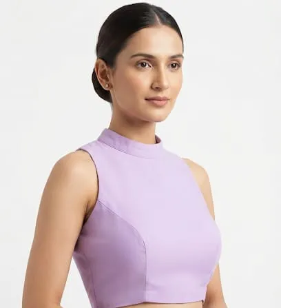 Lavender High Neck Sleeveless Blouse