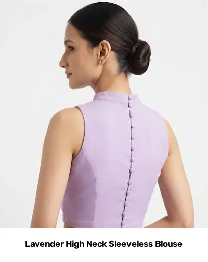 Lavender High Neck Sleeveless Blouse 2
