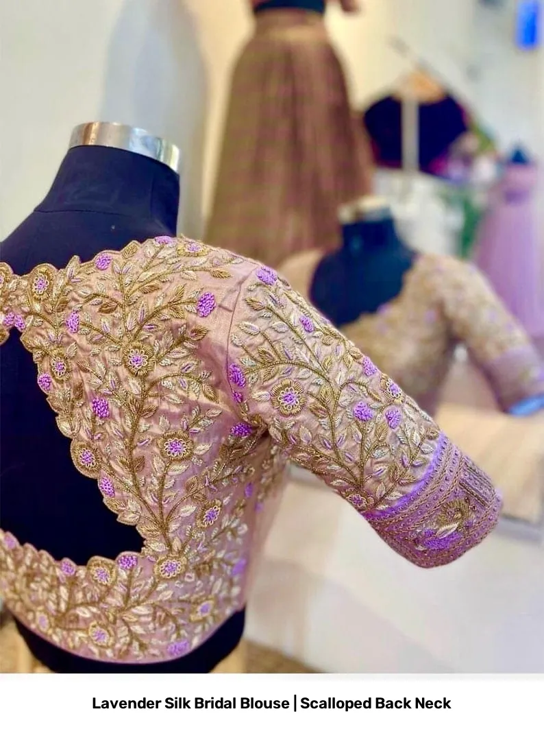 Lavender Silk Bridal Blouse | Scalloped Back Neck 2