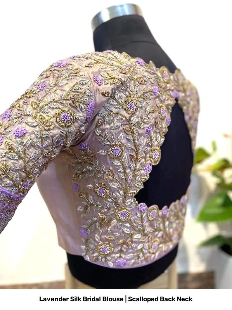 Lavender Silk Bridal Blouse | Scalloped Back Neck 3
