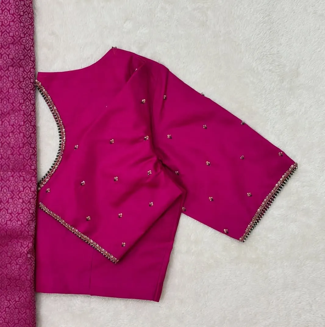 Magenta Designer Maggam Work Readymade Blouse