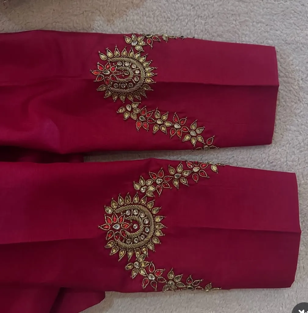 Magenta Hand-Embroidered Maggam Work Blouse
