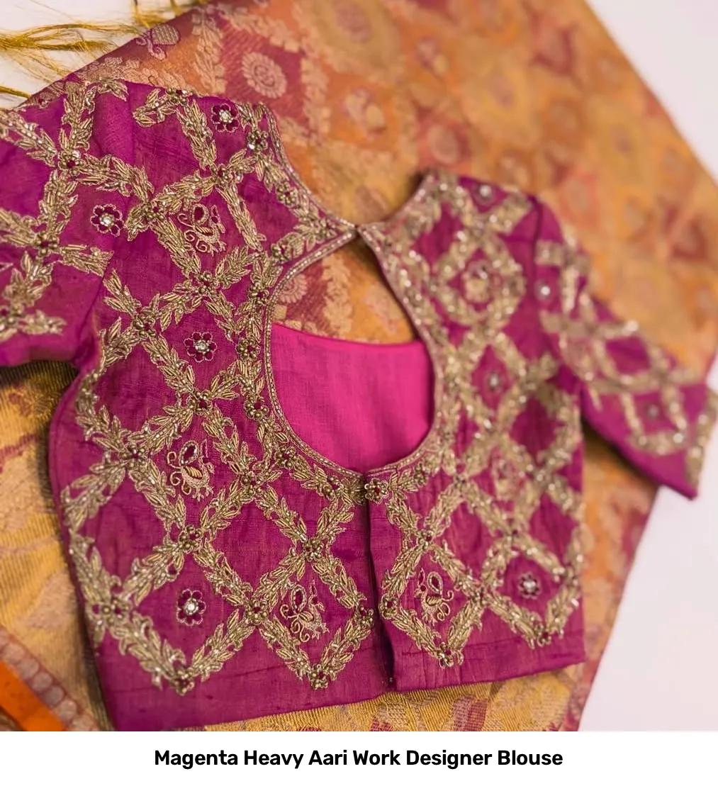 Magenta Heavy Aari Work Designer Blouse 3