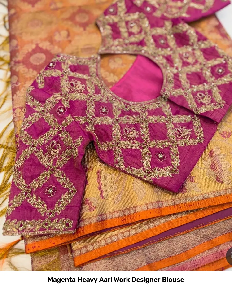 Magenta Heavy Aari Work Designer Blouse 5