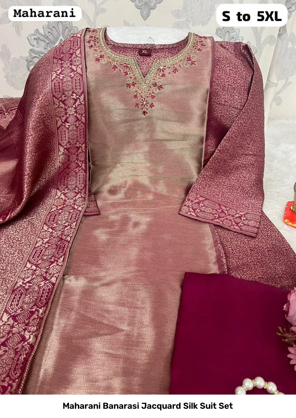 Maharani Banarasi Jacquard Silk Suit Set 3