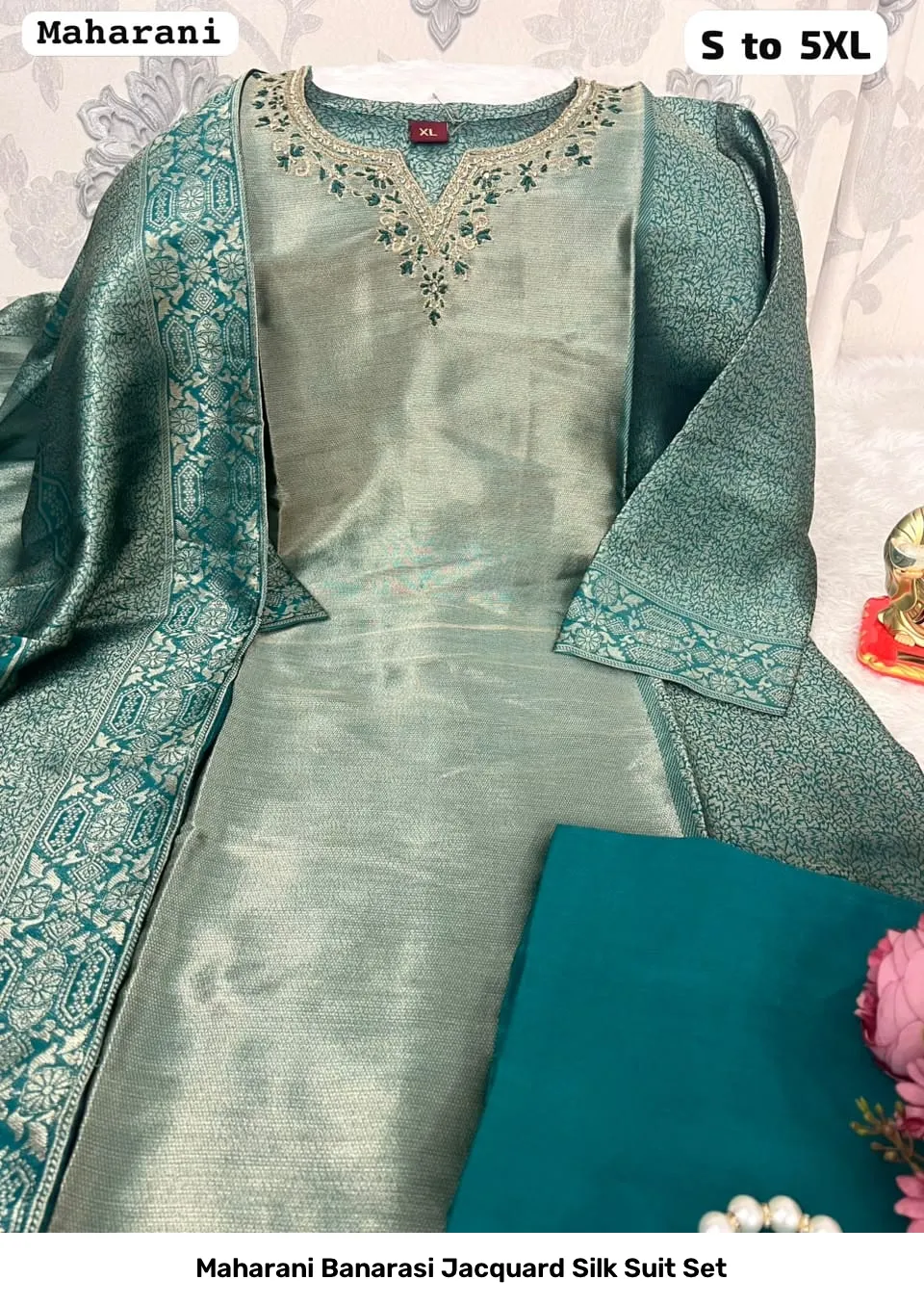 Maharani Banarasi Jacquard Silk Suit Set 6