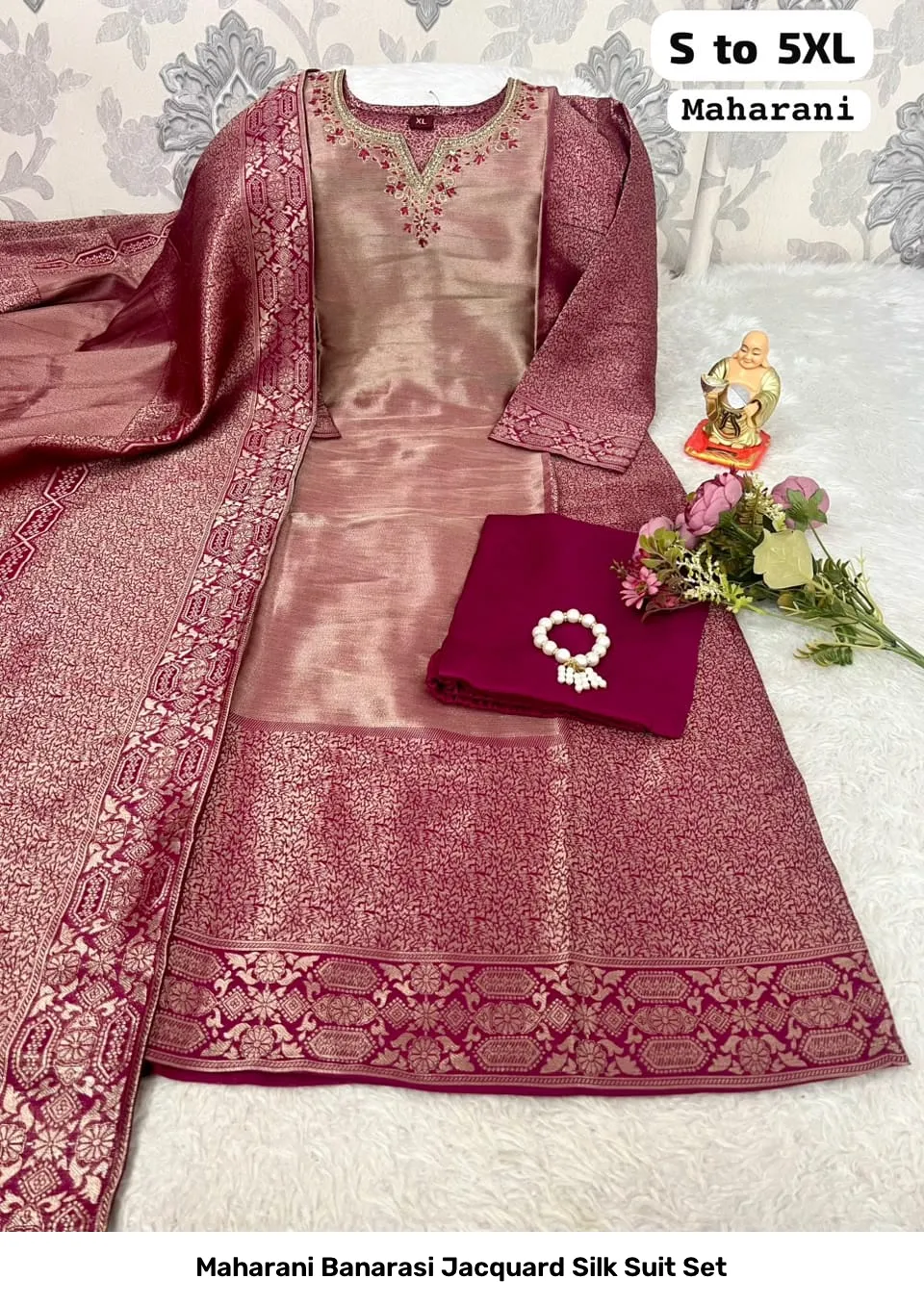 Maharani Banarasi Jacquard Silk Suit Set 7