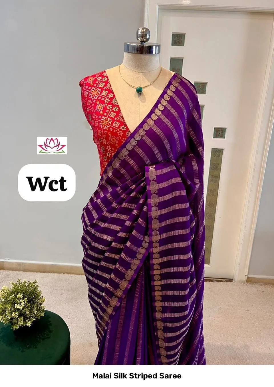 Malai Silk Striped Saree 10