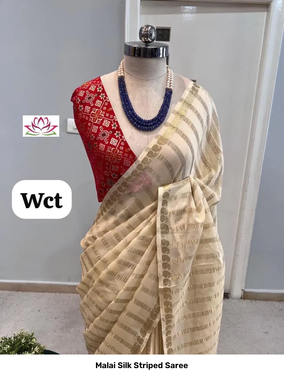 Malai Silk Striped Saree 2