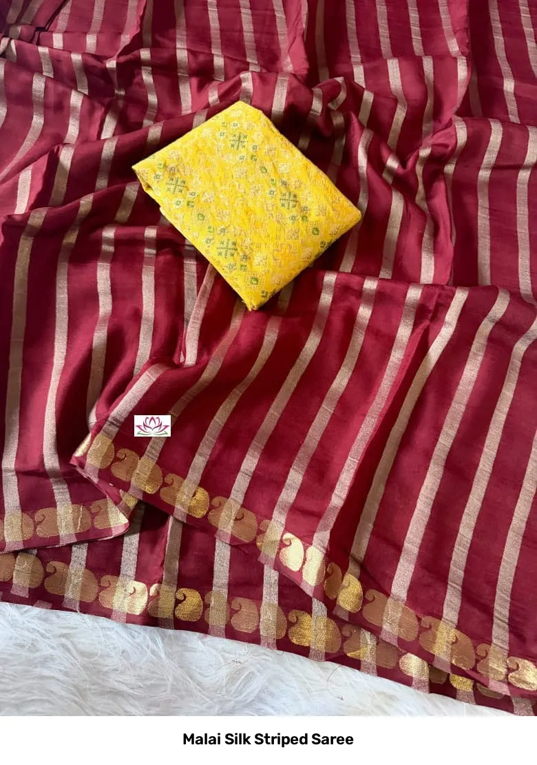 Malai Silk Striped Saree 3