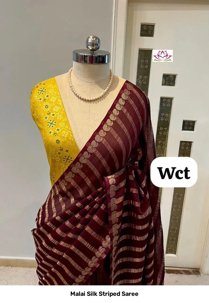Malai Silk Striped Saree 5