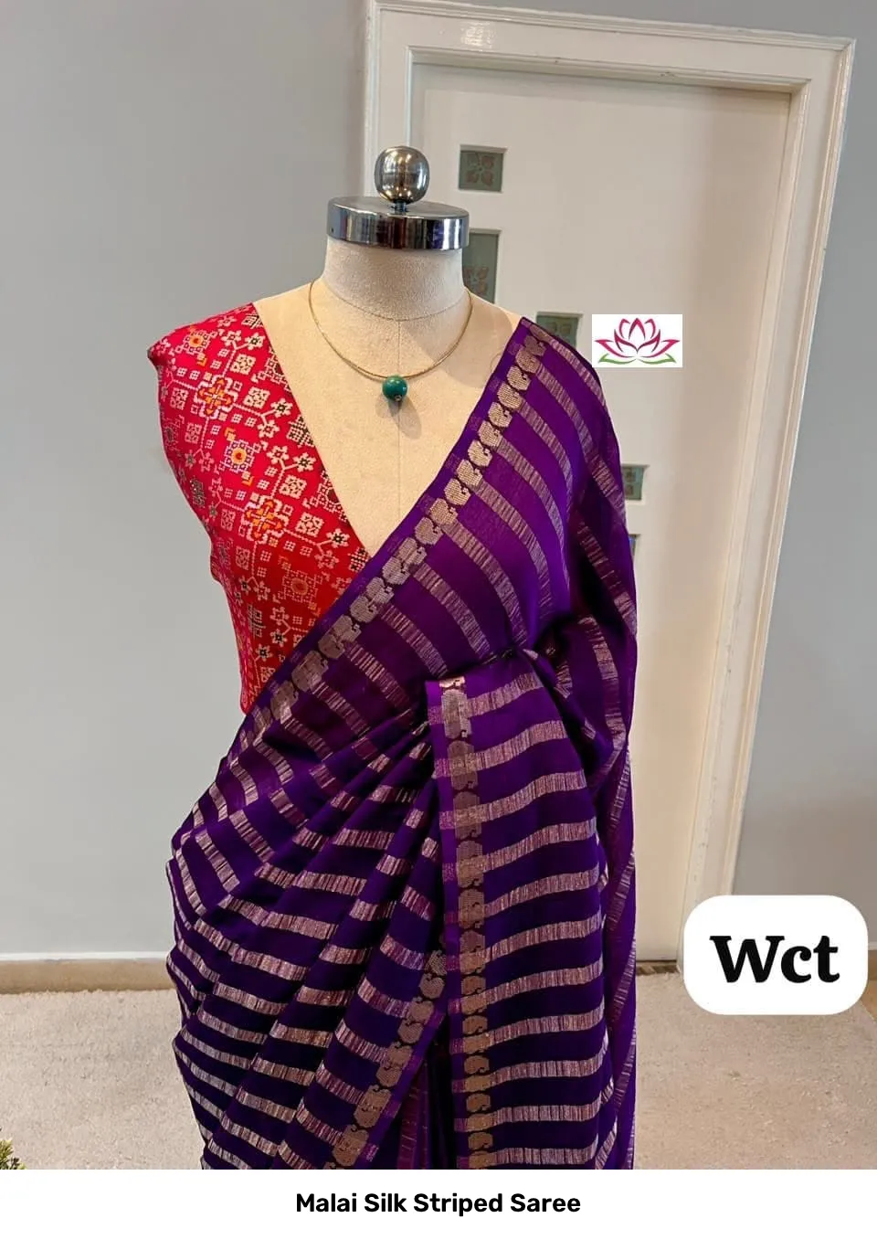 Malai Silk Striped Saree 7