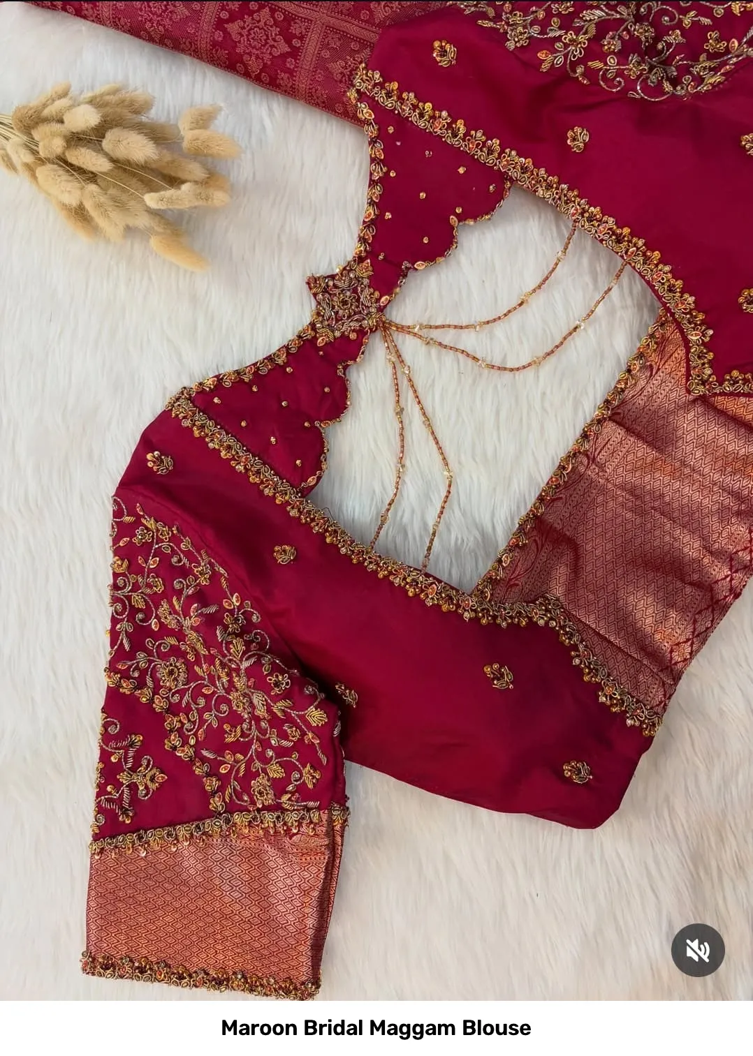 Maroon Bridal Maggam Blouse 2