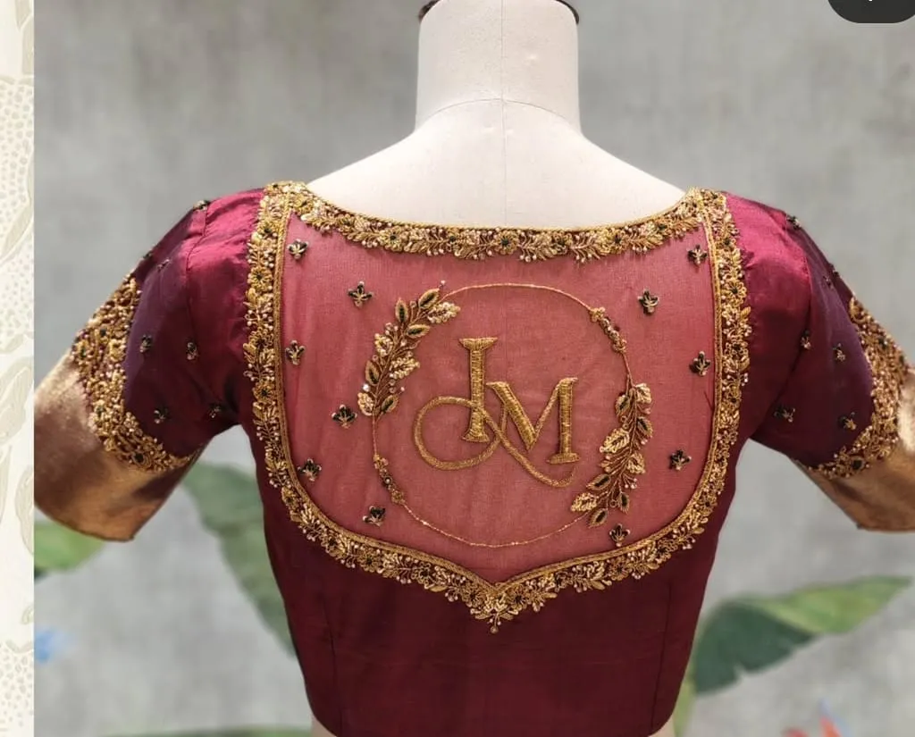 Maroon Personalized Monogram Bridal Blouse