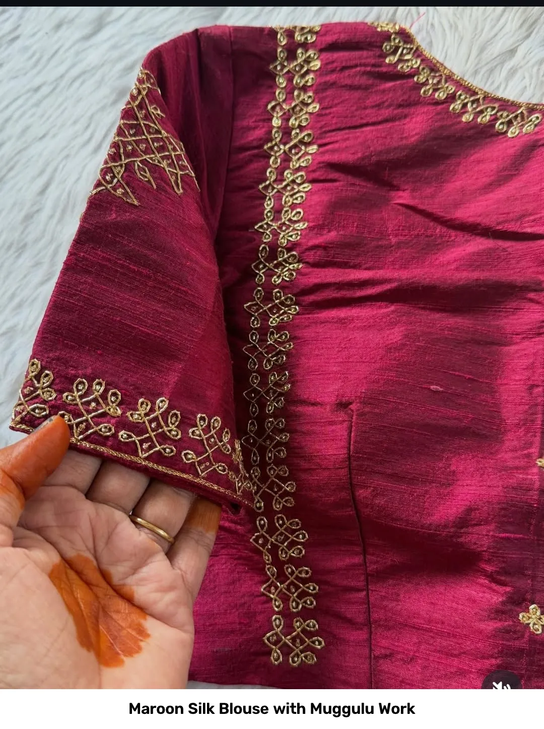 Maroon Silk Blouse with Muggulu Work 2