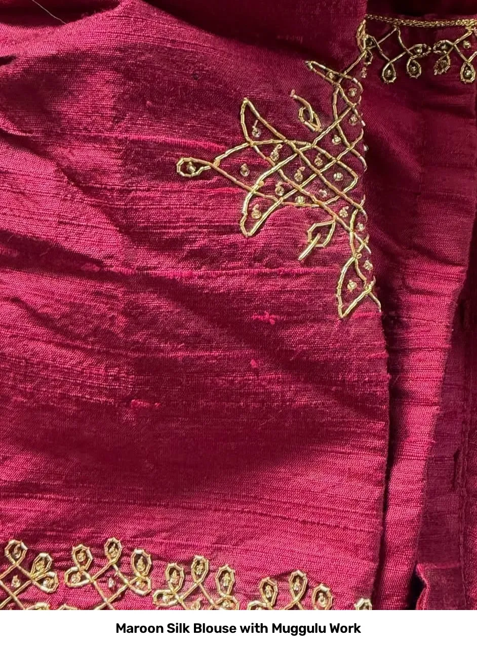 Maroon Silk Blouse with Muggulu Work 3