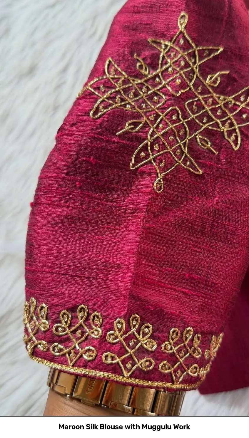 Maroon Silk Blouse with Muggulu Work 4