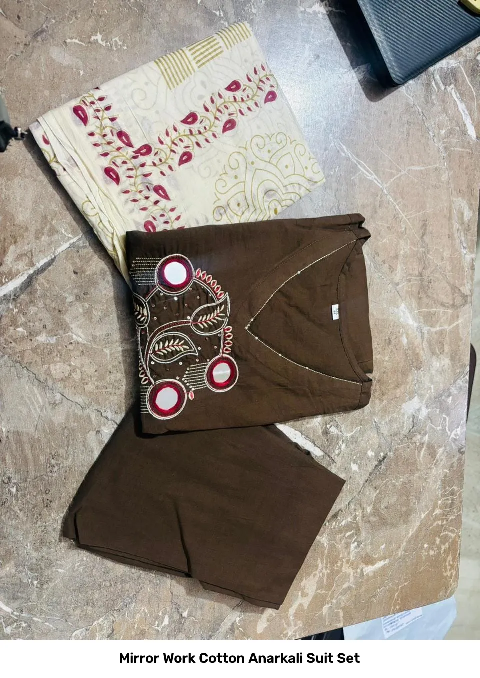 Mirror Work Cotton Anarkali Suit Set 2
