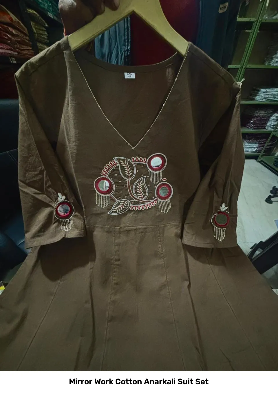 Mirror Work Cotton Anarkali Suit Set 6