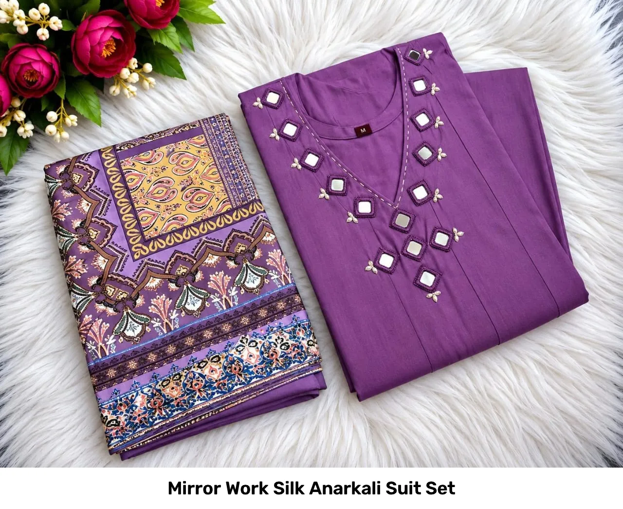 Mirror Work Silk Anarkali Suit Set 7