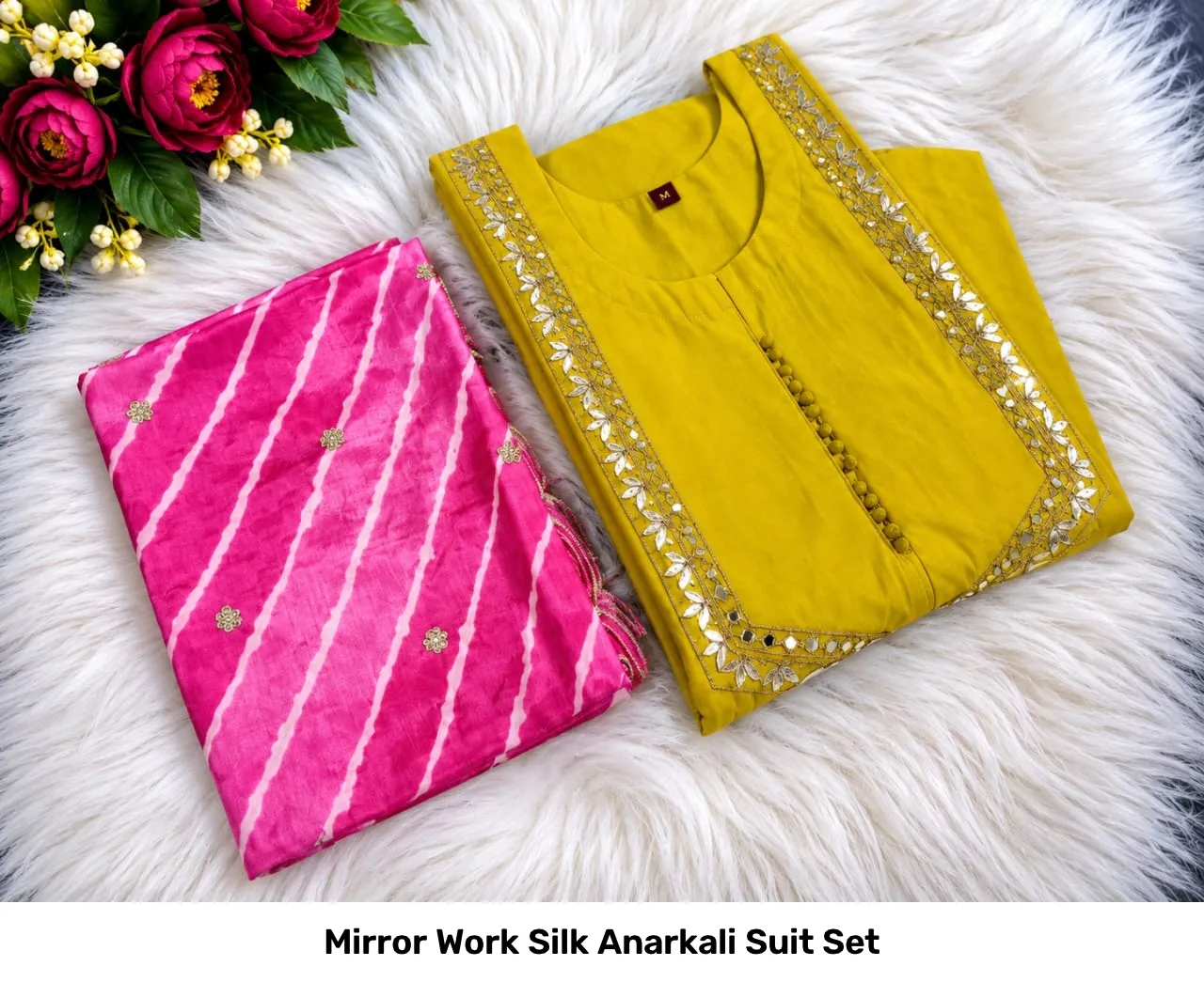 Mirror Work Silk Anarkali Suit Set 8