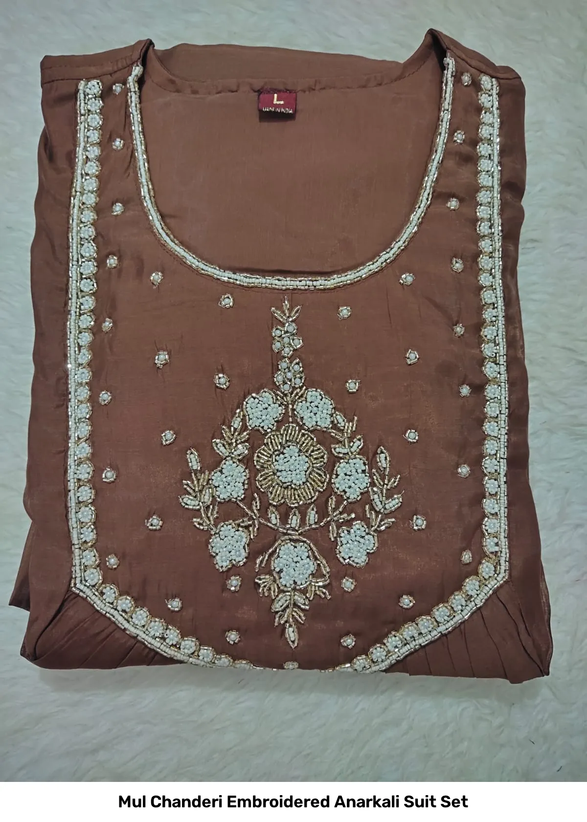 Mul Chanderi Embroidered Anarkali Suit Set 7