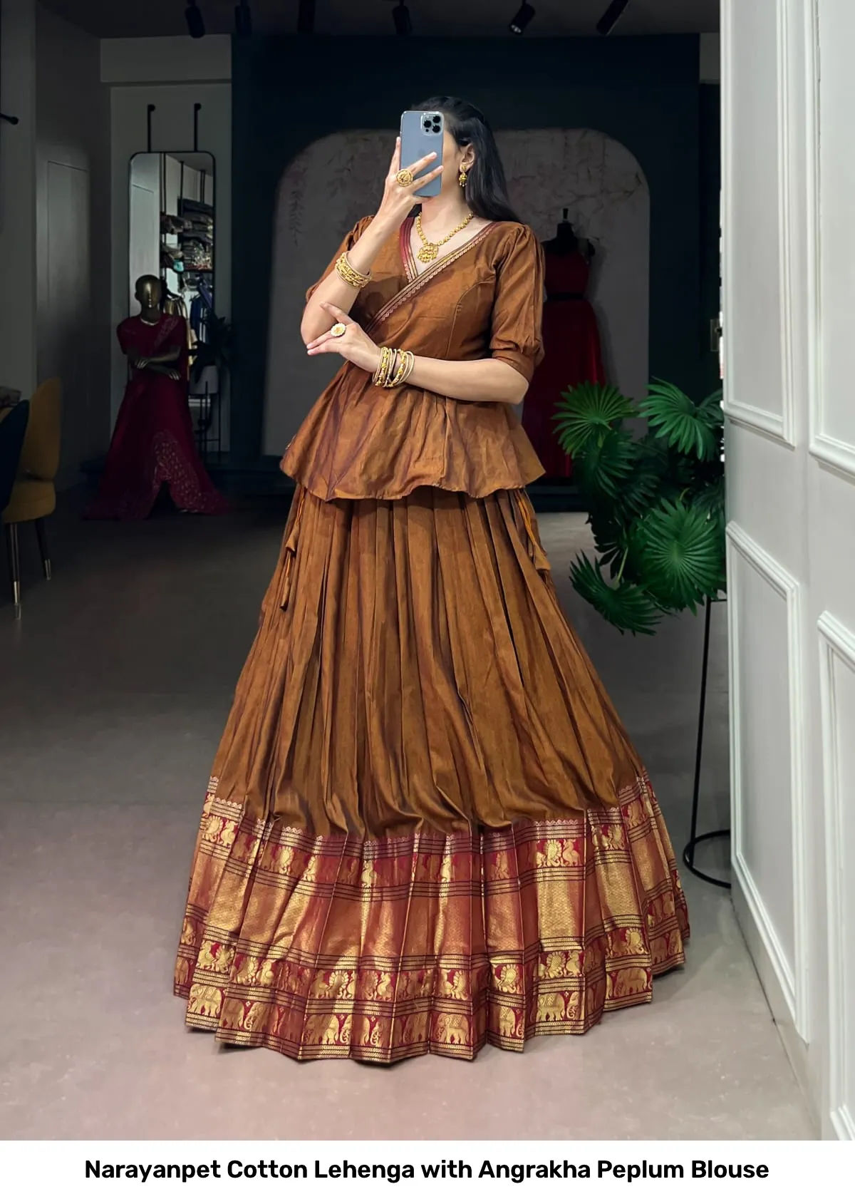 Narayanpet Cotton Lehenga with Angrakha Peplum Blouse 6